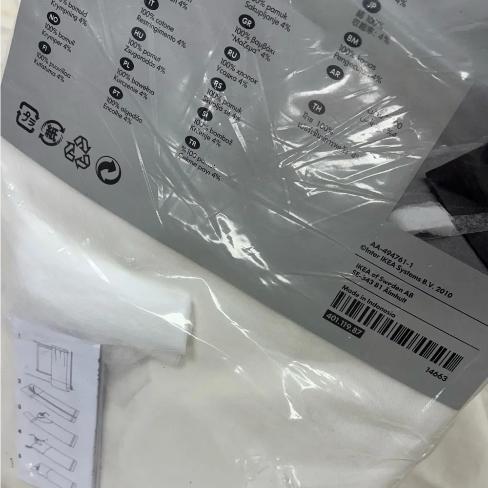 NWT IKEA Merete Curtains room darkening curtain pair 57”x98” off white cotton